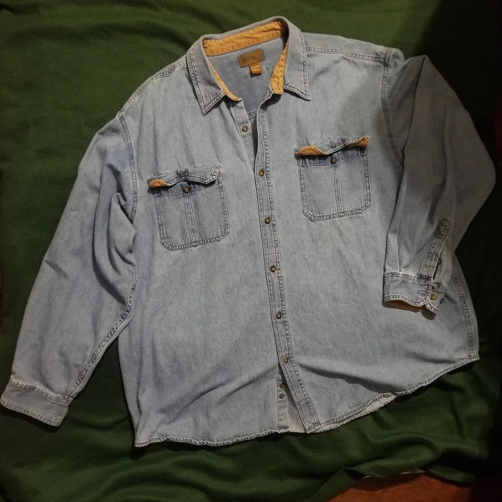 rugged: denim 3XL Faded Glory long sleeve shirt with pockets - Picture 1 of 5
